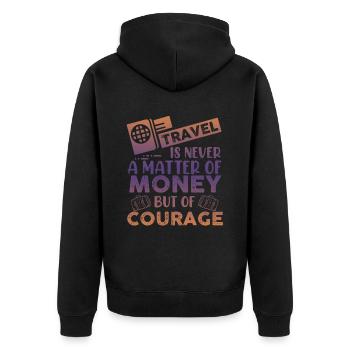 money reise spruch - Unisex Premium Bio Zip Hoodie - Schwarz - Hinten - Nico (187cm)