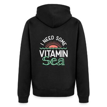 vitamin sea sommer - Unisex Premium Bio Zip Hoodie - Schwarz - Hinten - Nico (187cm)