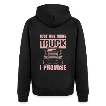 truck spruch - Unisex Premium Bio Zip Hoodie - Schwarz - Hinten - Nico (187cm)