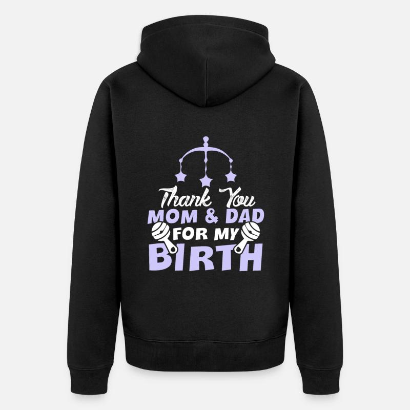 merci maman papa bébé - Veste à capuche bio Premium Unisexe - noir