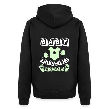 baby shower power - Unisex Premium Organic Zip Hoodie - black - Back - Nico (187cm)
