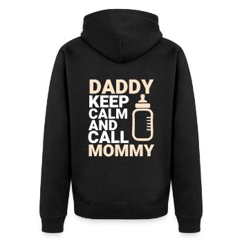 keep calm papa mama baby - Unisex Premium Organic Zip Hoodie - black - Back - Nico (187cm)