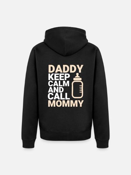 keep calm papa mama baby - Unisex Premium Organic Zip Hoodie - black