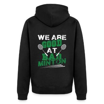 badminton federball - Unisex Premium Bio Zip Hoodie - Schwarz - Hinten - Nico (187cm)