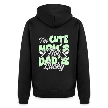 süß mama papa baby - Unisex Premium Bio Zip Hoodie - Schwarz - Hinten - Nico (187cm)