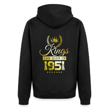 kings are born 1951 - Unisex Premium Organic Zip Hoodie - black - Back - Nico (187cm)