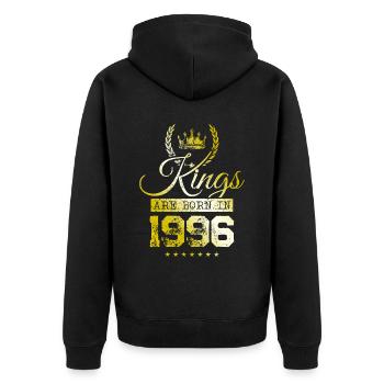 kings are born 1996 - Unisex Premium Organic Zip Hoodie - black - Back - Nico (187cm)