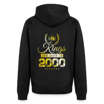 kings are born 2000 - Unisex Premium Organic Zip Hoodie - black - Back - Nico (187cm)