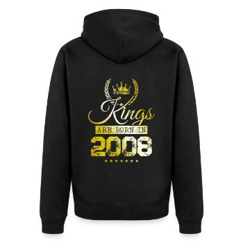 kings are born 2008 - Unisex Premium Organic Zip Hoodie - black - Back - Nico (187cm)