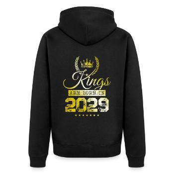 kings are born 2029 - Unisex Premium Organic Zip Hoodie - black - Back - Nico (187cm)