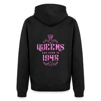né en 1945 - Veste à capuche bio Premium Unisexe - noir - Dos - Nico (187cm)