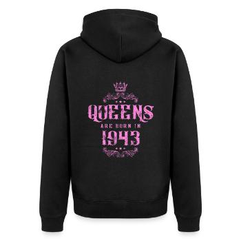 born in 1943 - Unisex Premium Bio Zip Hoodie - Schwarz - Hinten - Nico (187cm)