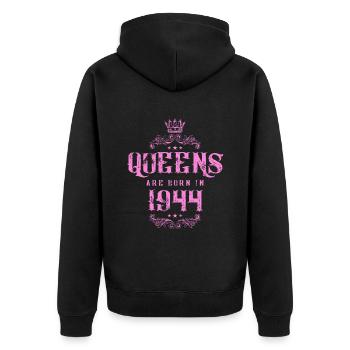 born in 1944 - Unisex Premium Organic Zip Hoodie - black - Back - Nico (187cm)