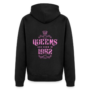 born in 1952 - Unisex Premium Bio Zip Hoodie - Schwarz - Hinten - Nico (187cm)