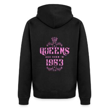 born in 1953 - Unisex Premium Bio Zip Hoodie - Schwarz - Hinten - Nico (187cm)