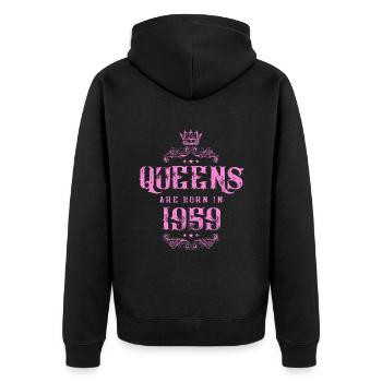 born in 1959 - Unisex Premium Bio Zip Hoodie - Schwarz - Hinten - Nico (187cm)