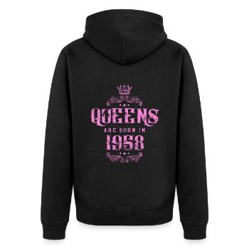 né en 1958 - Veste à capuche bio Premium Unisexe - noir - Dos - Nico (187cm)