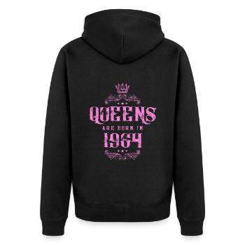 born in 1964 - Unisex Premium Bio Zip Hoodie - Schwarz - Hinten - Nico (187cm)