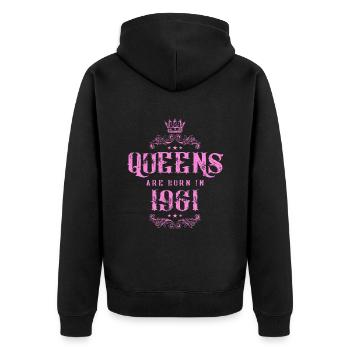 born in 1961 - Unisex Premium Organic Zip Hoodie - black - Back - Nico (187cm)