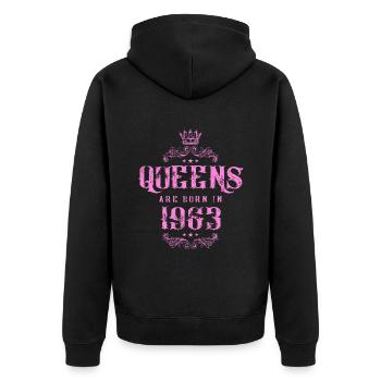 born in 1963 - Unisex Premium Organic Zip Hoodie - black - Back - Nico (187cm)