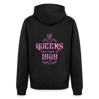 born in 1969 - Unisex Premium Organic Zip Hoodie - black - Back - Nico (187cm)
