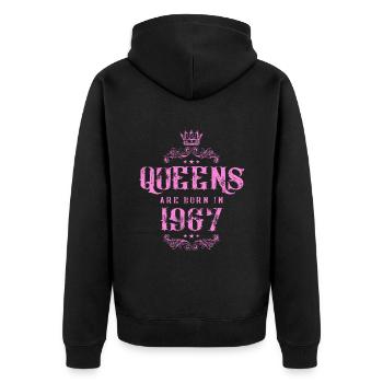 born in 1967 - Unisex Premium Bio Zip Hoodie - Schwarz - Hinten - Nico (187cm)