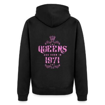 born in 1971 - Unisex Premium Bio Zip Hoodie - Schwarz - Hinten - Nico (187cm)