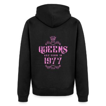 born in 1977 - Unisex Premium Organic Zip Hoodie - black - Back - Nico (187cm)