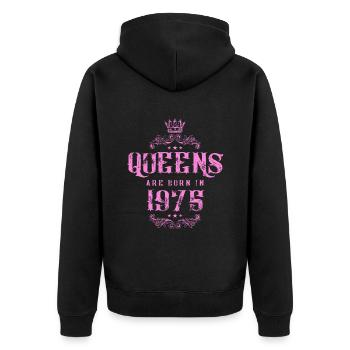 born in 1975 - Unisex Premium Bio Zip Hoodie - Schwarz - Hinten - Nico (187cm)