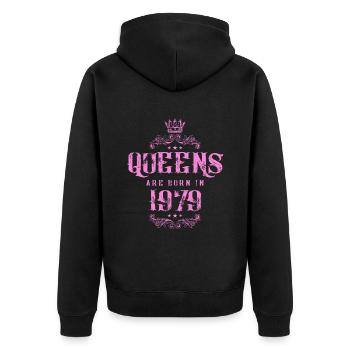 born in 1979 - Unisex Premium Organic Zip Hoodie - black - Back - Nico (187cm)