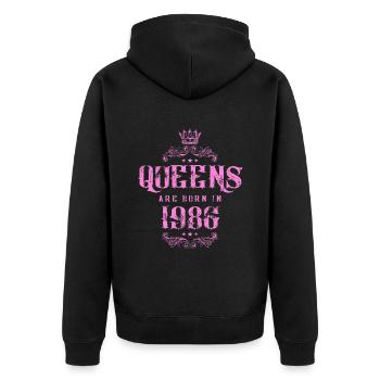 born in 1986 - Unisex Premium Bio Zip Hoodie - Schwarz - Hinten - Nico (187cm)