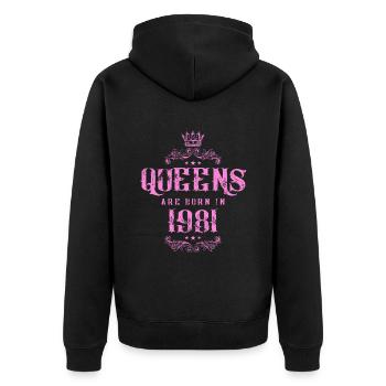 born in 1981 - Unisex Premium Bio Zip Hoodie - Schwarz - Hinten - Nico (187cm)