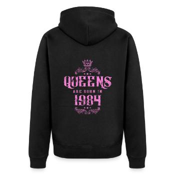 born in 1984 - Unisex Premium Organic Zip Hoodie - black - Back - Nico (187cm)
