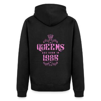 born in 1985 - Unisex Premium Bio Zip Hoodie - Schwarz - Hinten - Nico (187cm)