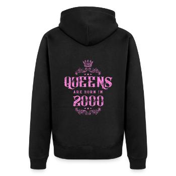 born in 2000 - Unisex Premium Bio Zip Hoodie - Schwarz - Hinten - Nico (187cm)