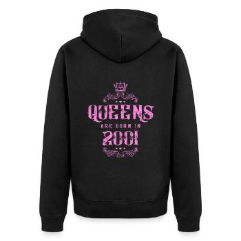 born in 2001 - Unisex Premium Bio Zip Hoodie - Schwarz - Hinten - Nico (187cm)