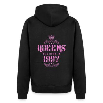born in 1997 - Unisex Premium Bio Zip Hoodie - Schwarz - Hinten - Nico (187cm)