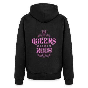 born in 2005 - Unisex Premium Bio Zip Hoodie - Schwarz - Hinten - Nico (187cm)