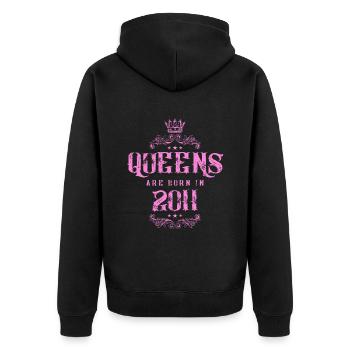 born in 2011 - Unisex Premium Bio Zip Hoodie - Schwarz - Hinten - Nico (187cm)