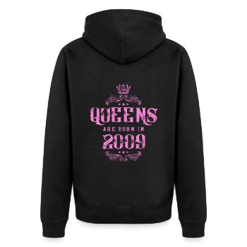 born in 2009 - Unisex Premium Bio Zip Hoodie - Schwarz - Hinten - Nico (187cm)