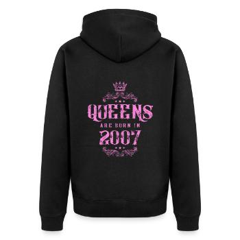 born in 2007 - Unisex Premium Bio Zip Hoodie - Schwarz - Hinten - Nico (187cm)