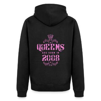born in 2008 - Unisex Premium Bio Zip Hoodie - Schwarz - Hinten - Nico (187cm)