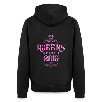 born in 2016 - Unisex Premium Bio Zip Hoodie - Schwarz - Hinten - Nico (187cm)