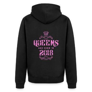 born in 2018 - Unisex Premium Bio Zip Hoodie - Schwarz - Hinten - Nico (187cm)