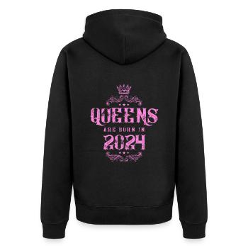 born in 2024 - Unisex Premium Organic Zip Hoodie - black - Back - Nico (187cm)