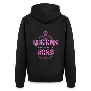 born in 2028 - Unisex Premium Bio Zip Hoodie - Schwarz - Hinten - Nico (187cm)