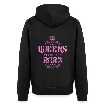 born in 2023 - Unisex Premium Organic Zip Hoodie - black - Back - Nico (187cm)