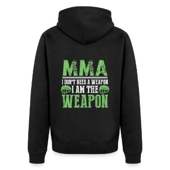 keine waffen mma - Unisex Premium Bio Zip Hoodie - Schwarz - Hinten - Nico (187cm)
