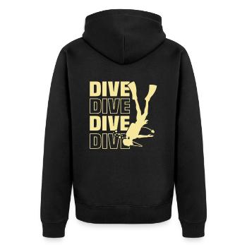 diving saying - Unisex Premium Organic Zip Hoodie - black - Back - Nico (187cm)