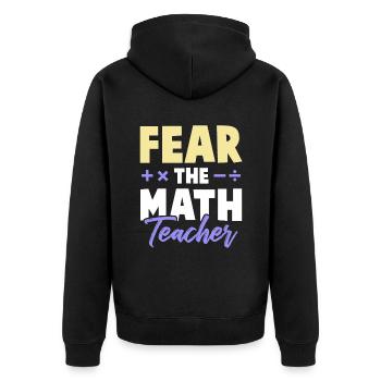 math teacher - Unisex Premium Organic Zip Hoodie - black - Back - Nico (187cm)